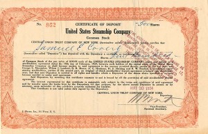 United States Steamship Co. - Stock Certificate